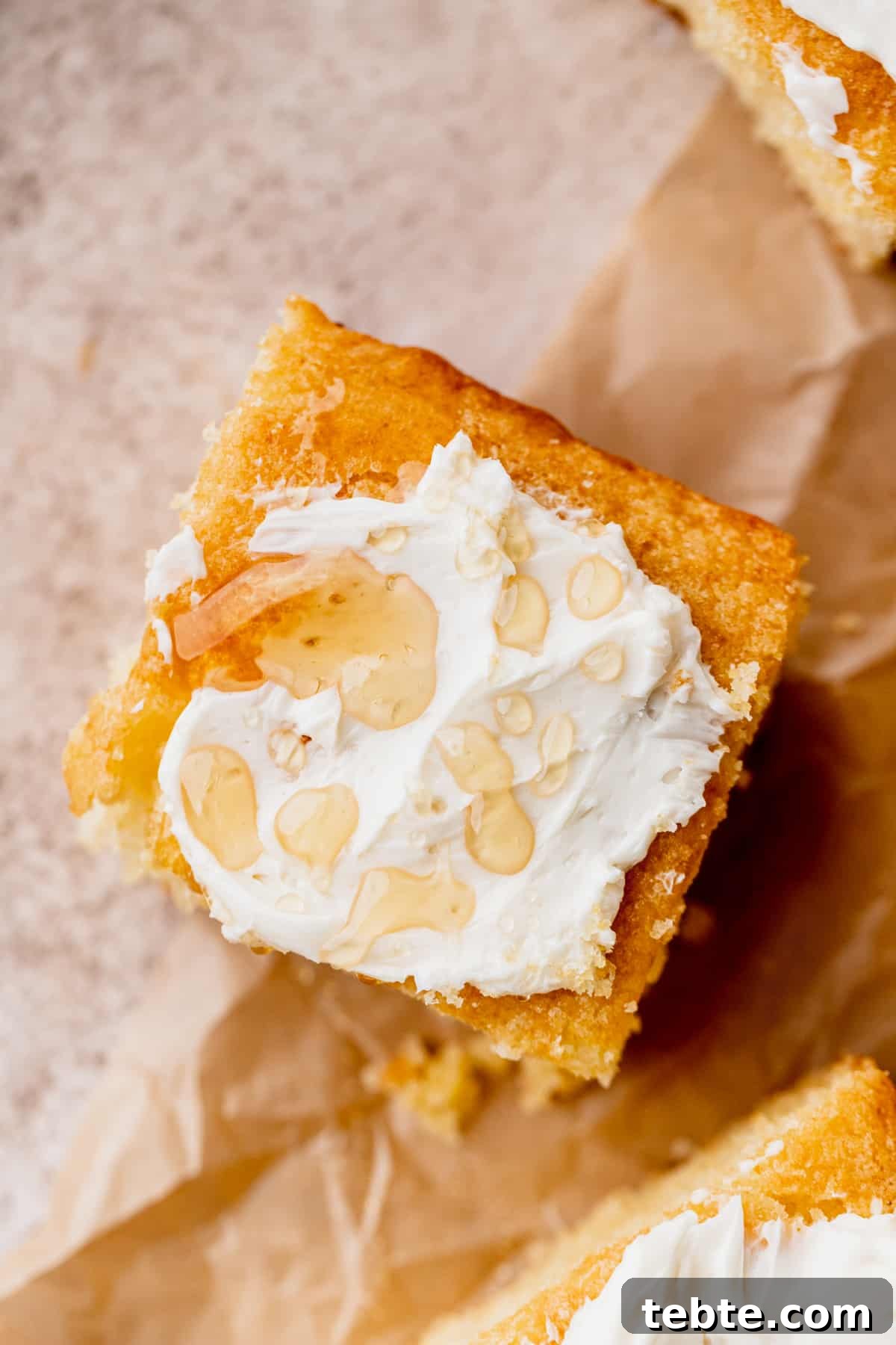 Honey Butter Cornbread Recipe: Sweet, Buttery Southern Cornbread 10 Top view of cornbread.