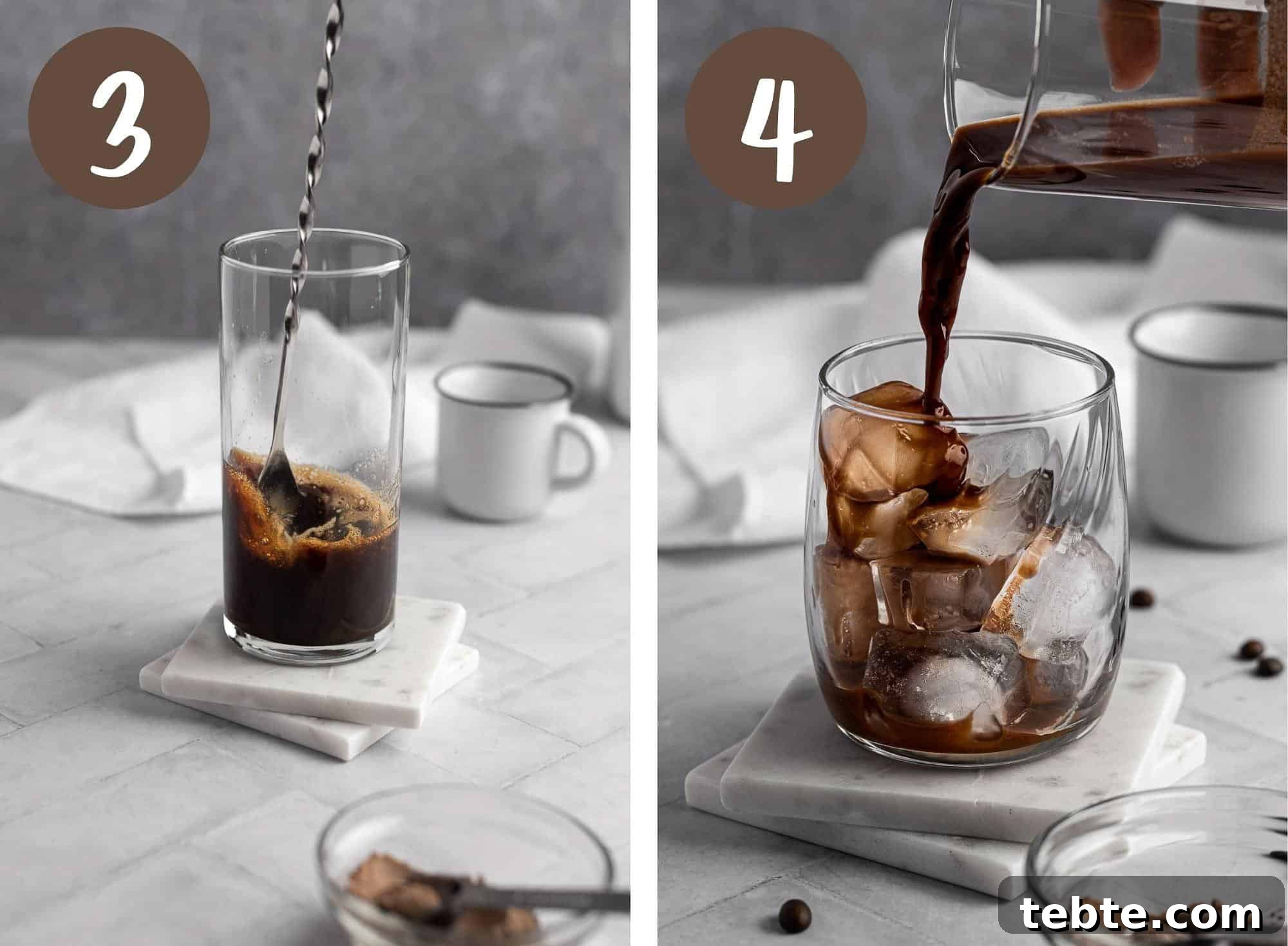 Protein Iced Coffee Recipe: High-Protein Chilled Coffee Drink 5 Process photo illustrating steps 3 and 4.