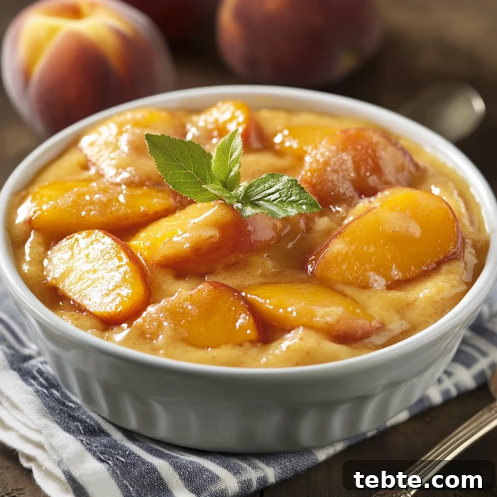 Southern Tennessee Peach Pudding Recipe with Cinnamon Crumble 2 Tennessee Peach Pudding