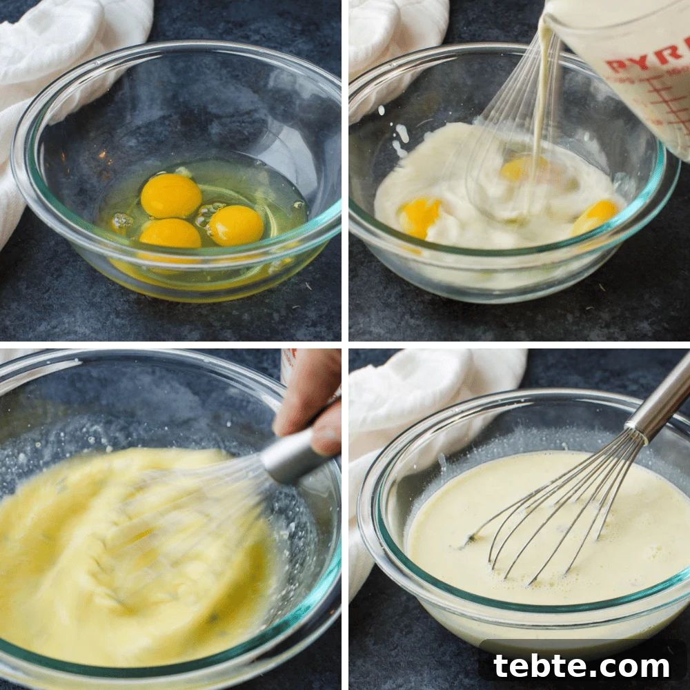 Savory Sweet Potato Casserole with Herbed Panko Topping 4 whisking and tempering eggs for savory sweet potato casserole