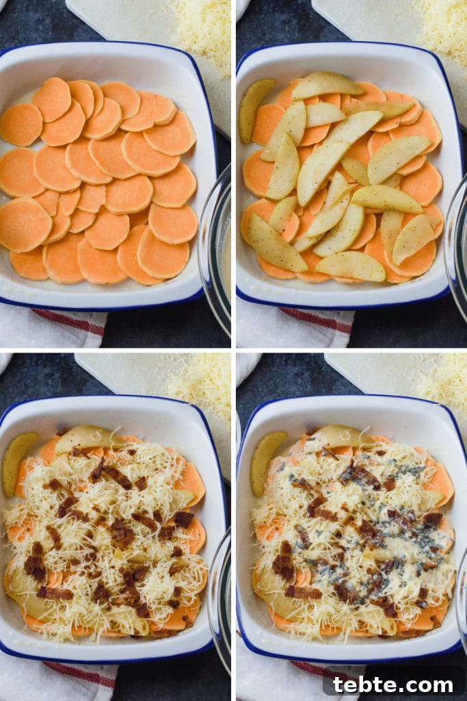 Savory Sweet Potato Casserole with Herbed Panko Topping 5 layering savory sweet potato casserole