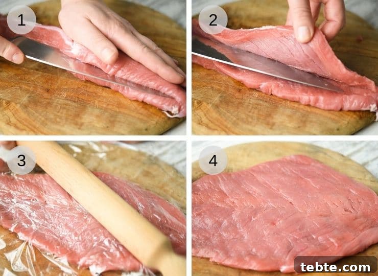 Butterflying a pork tenderloin Step by step photos showing how to butterfly a pork tenderloin