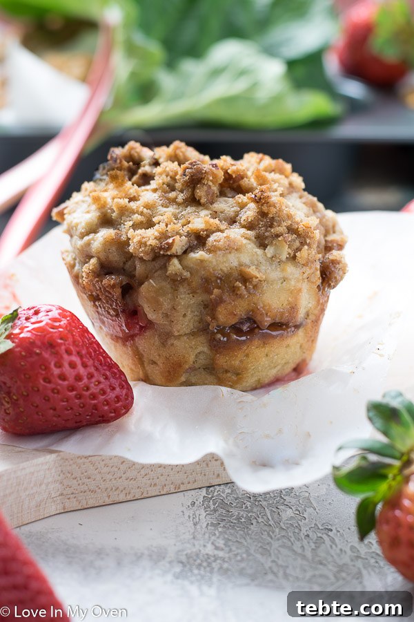 Strawberry Rhubarb Muffins with Double Streusel Topping 7 strawberry rhubarb muffins