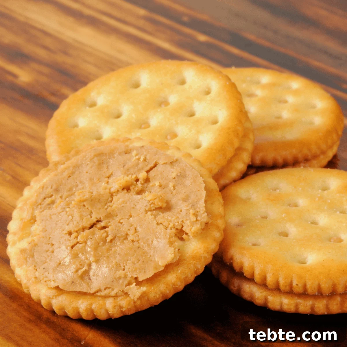 crackers with peanut butter spread