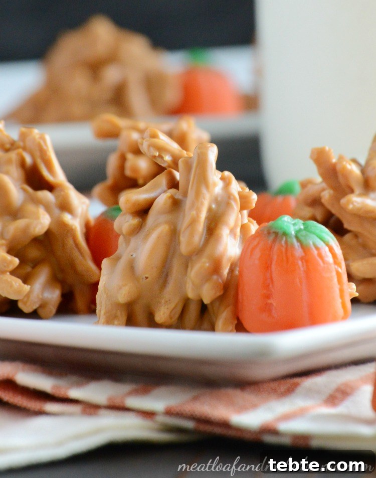 No-Bake Chocolate Haystack Cookies 9 no bake cookies with chow mein noodles and pumpkins