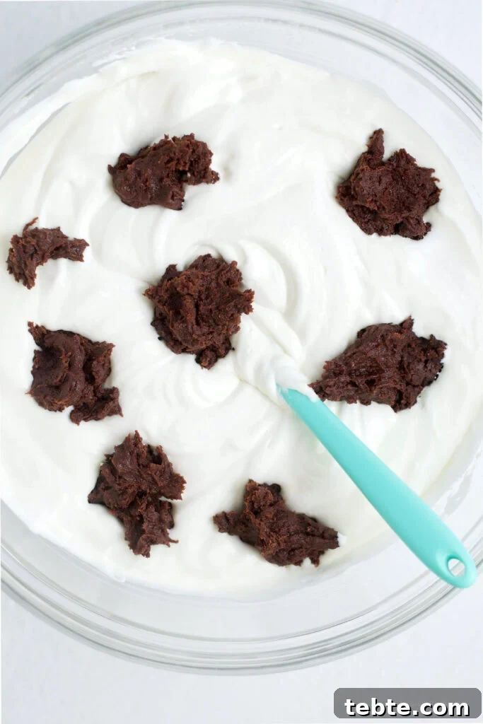 brownie batter chunks mixed into vanilla ice cream
