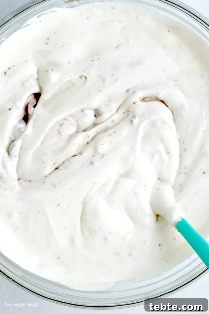 brownie batter ice cream in a bowl before freezing