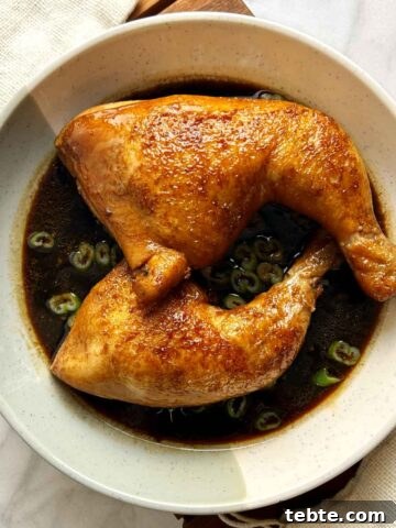 braised soy sauce chicken legs on plate