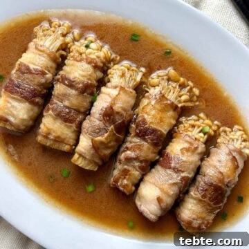 enoki beef rolls on plate