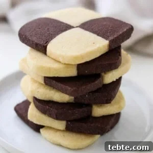 Close up of a stack of Checkerboard Cookies.