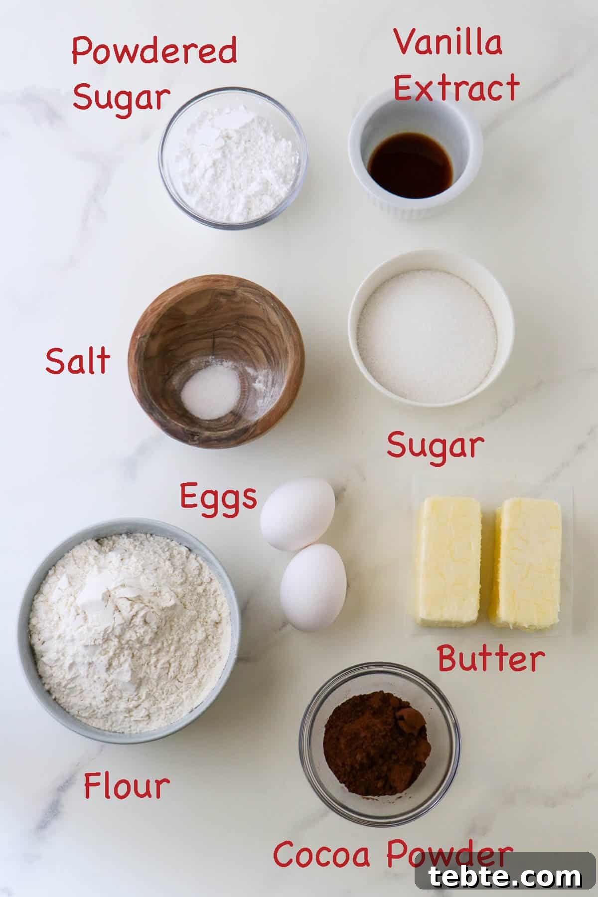 Labeled ingredients for Checkerboard Cookies.