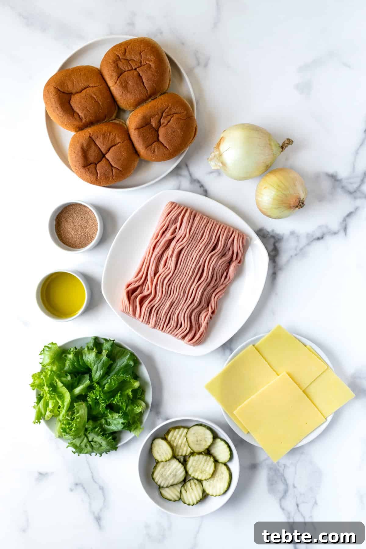 Juicy Turkey Smash Burgers with Crispy Edges and Melty Cheese 3 Turkey Smash Burgers Ingredients.