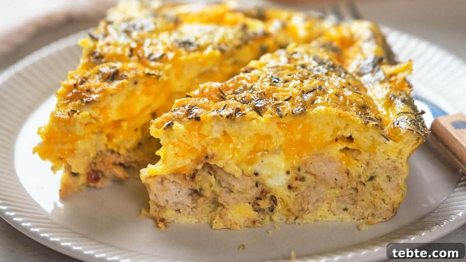 13 High-Protein Game Day Breakfasts to Fuel Your Morning 2 A close-up of two slices of a savory breakfast casserole.
