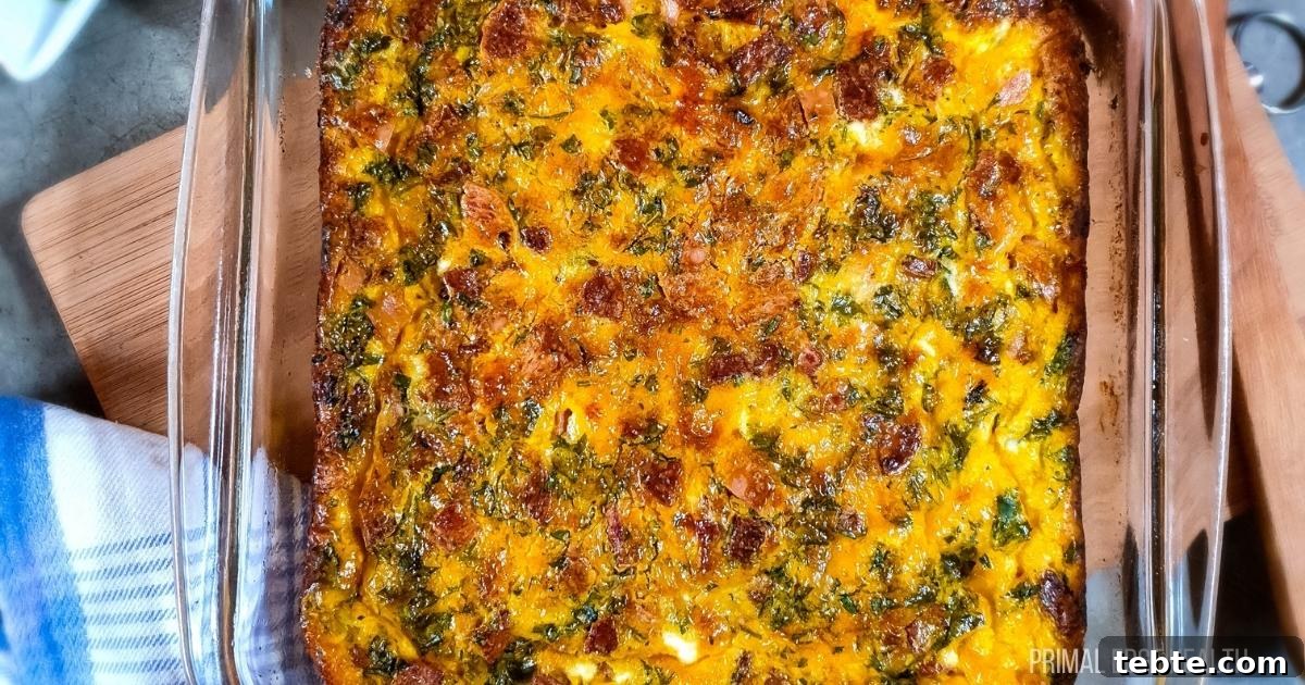 13 High-Protein Game Day Breakfasts to Fuel Your Morning 9 Baked omelet n a glass dish.