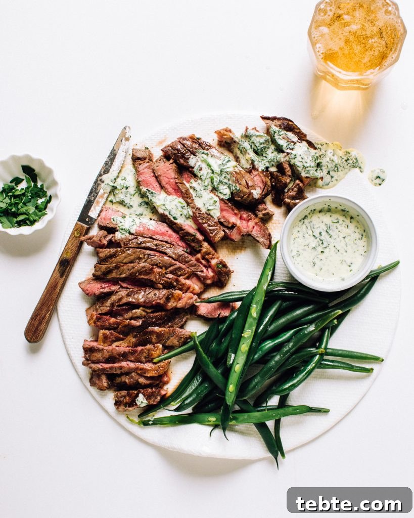Grilled Flat Iron Steak with Creamy Peruvian Green Sauce 2 perfectly grilled flat iron steak