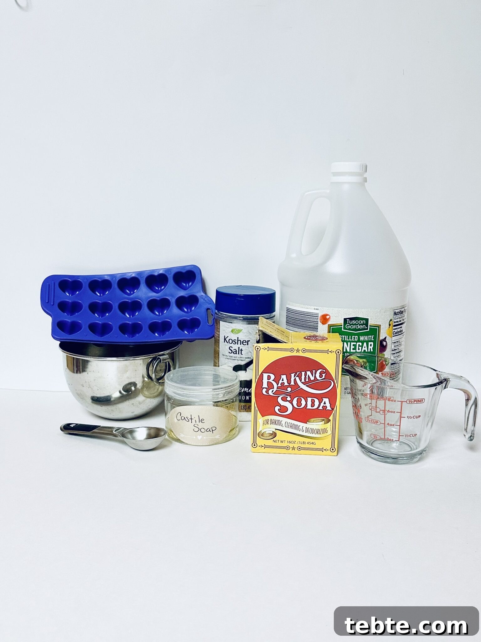 DIY Dishwasher Pods with 4 Simple Ingredients 5 homemade dishwashing pods ingredients on white table