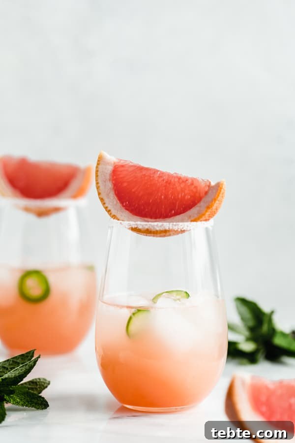 Spicy Grapefruit Margarita Recipe — Zesty Cocktail with Chili Salt Rim 6 Spicy grapefruit margaritas
