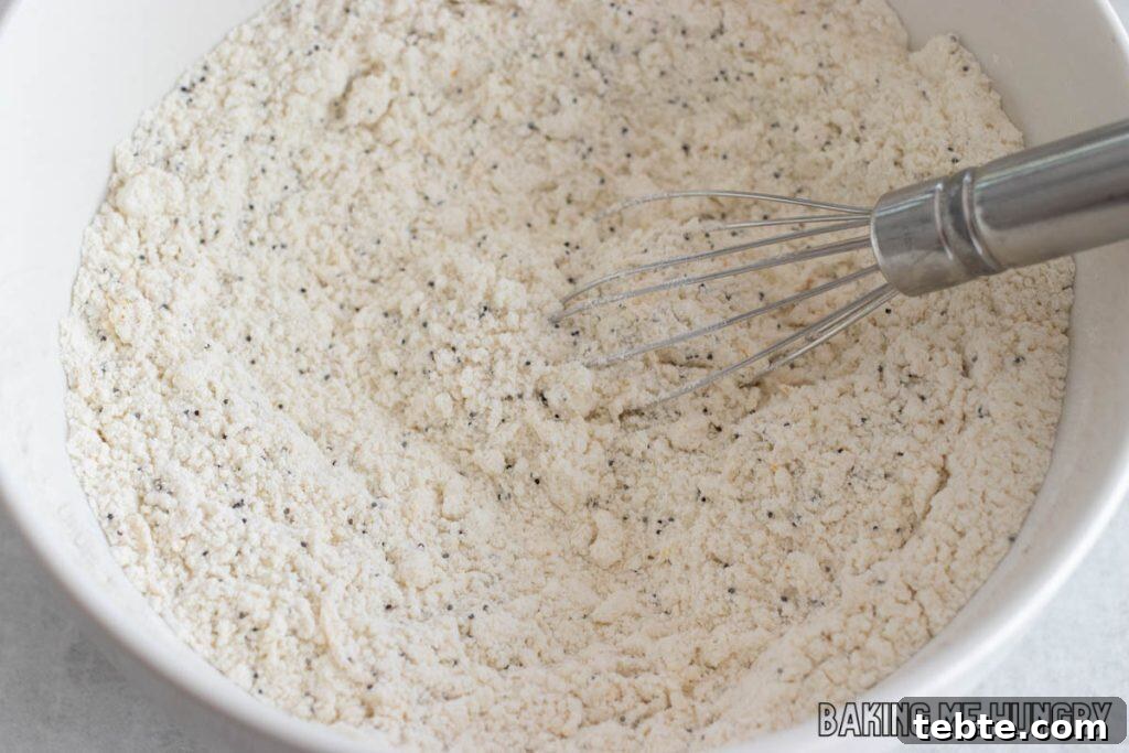 Citrus Poppy Seed Muffins with Orange Zest 5 dry ingredients in bowl