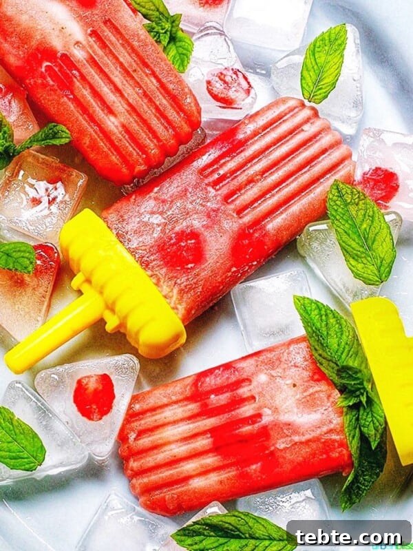Homemade Strawberry Popsicles Recipe 12 Strawberry Rhubarb Mint Popsicles