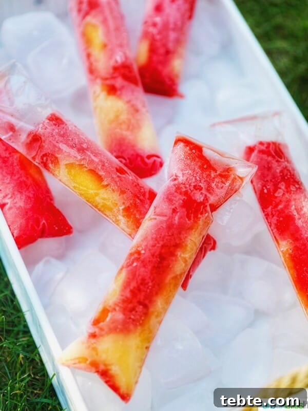 Homemade Strawberry Popsicles Recipe 14 Tequila Sunset Pops on ice tray