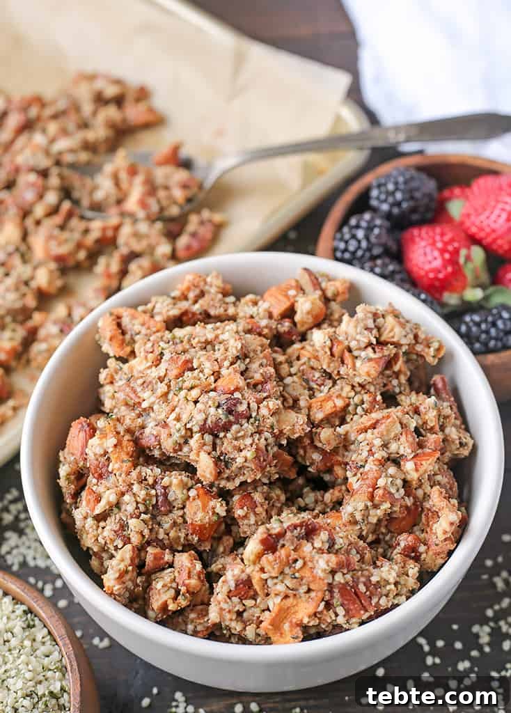 This Paleo Caramel Apple Granola is easy to make and is such a great snack. The sweet cinnamon, chewy apples, and crunchy seeds combine to make a tasty treat.