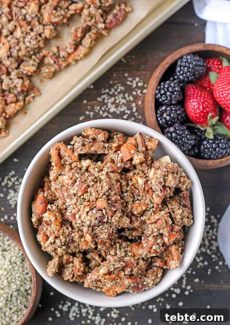 This Paleo Caramel Apple Granola is easy to make and is such a great snack. The sweet cinnamon, chewy apples, and crunchy seeds combine to make a tasty treat.