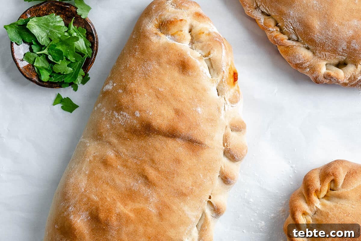 Vegan Calzones with Homemade Vegan Pizza Dough 2 three completed completed Marinara Calzones against white surface