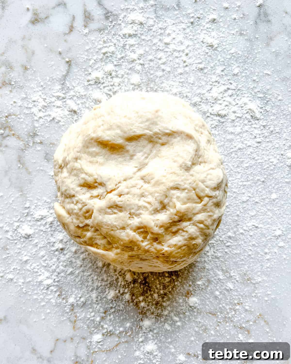 Vegan Calzones with Homemade Vegan Pizza Dough 7 one large ball of dough against light surface