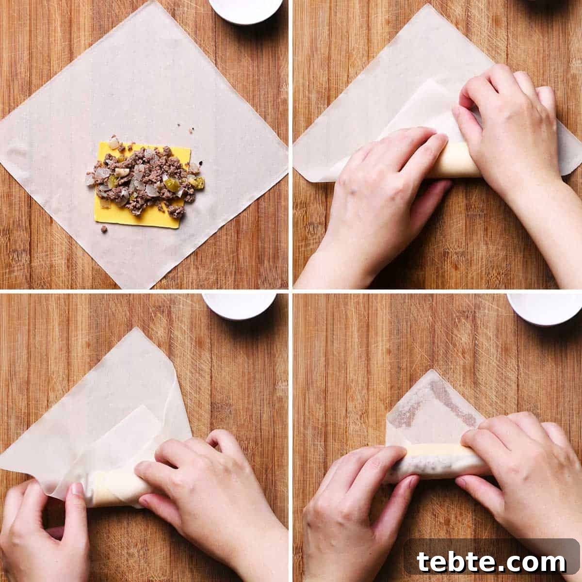 How to Make Crispy Cheeseburger Spring Rolls 7 how to wrap cheeseburger spring rolls