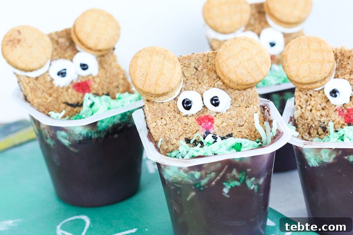 Quick pudding cup snack decorated for Groundhog Day.