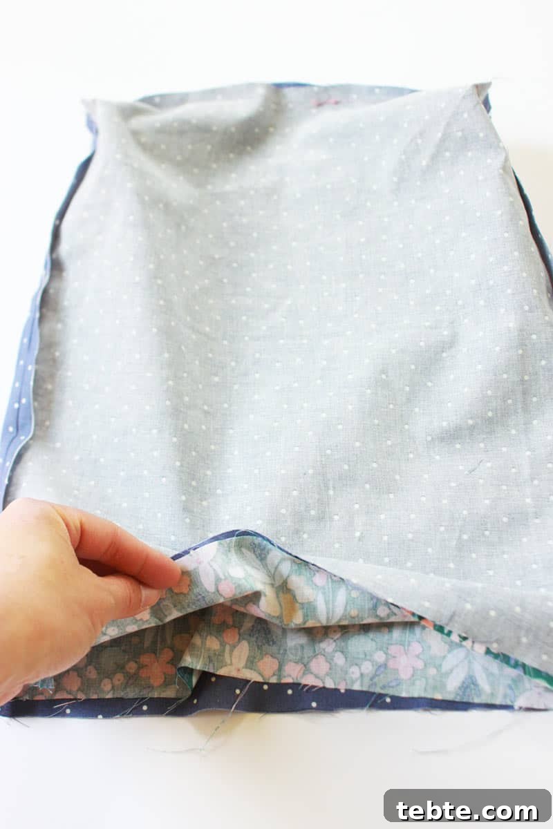 Sew a Drawstring Backpack: Step-by-Step Photo Tutorial 8 a bag inside out