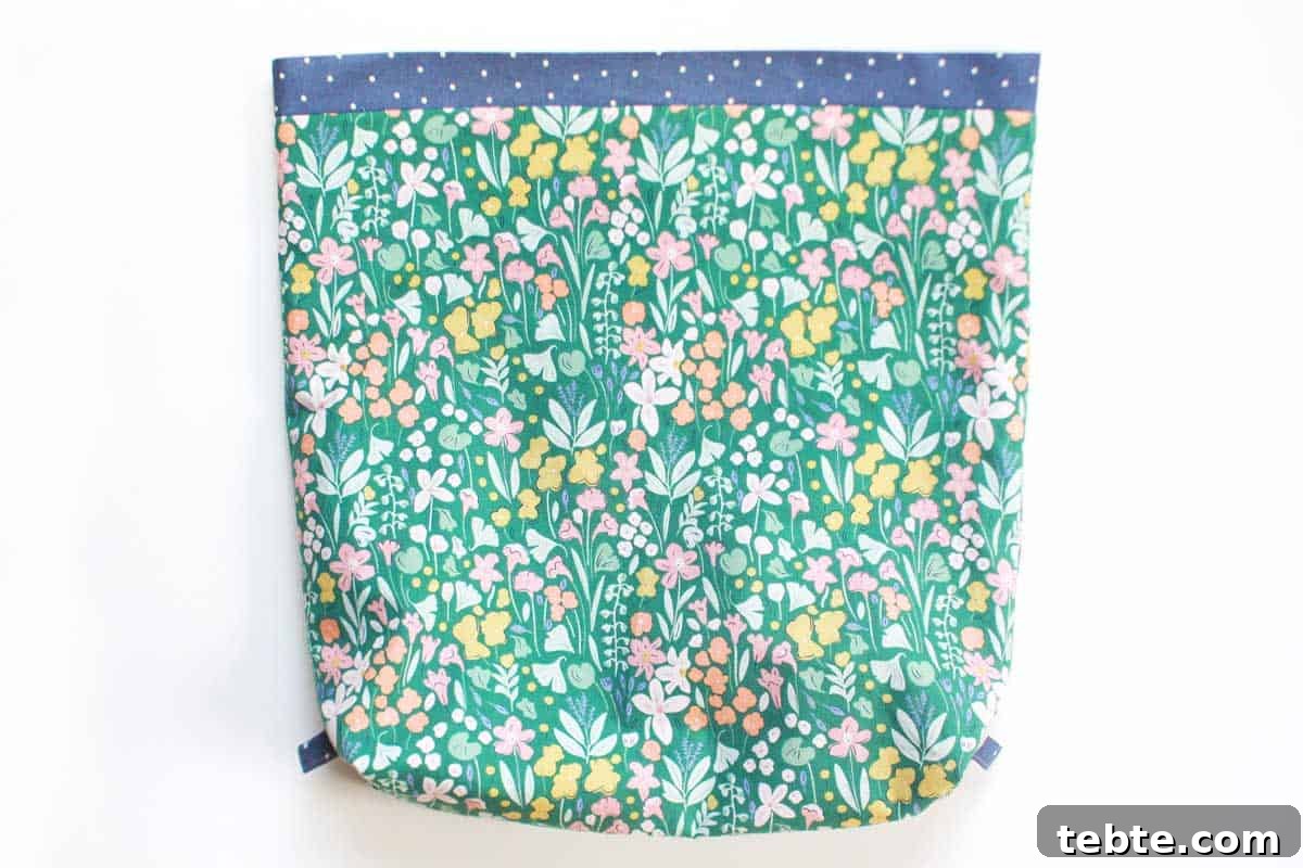 Sew a Drawstring Backpack: Step-by-Step Photo Tutorial 9 a backpack turned right side out